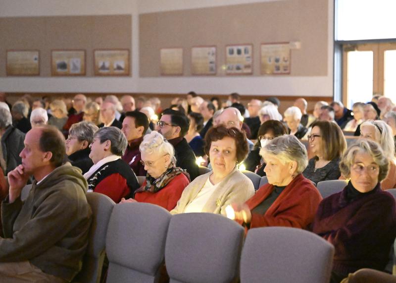 The lights were turned down and the crowd was invited to sing along.